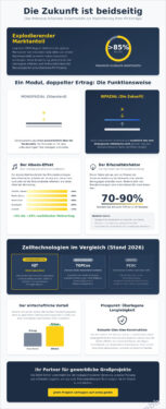 Bifaziale Solarmodule 2026: Technik, Mehrertrag und Wirtschaftlichkeit im Überblick