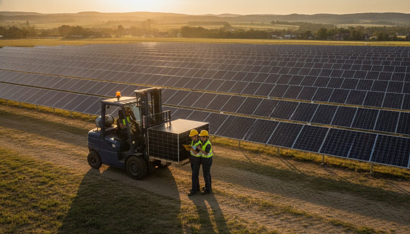 Baustellenlogistik Photovoltaik: Effiziente Planung und Umsetzung von Großprojekten 2026