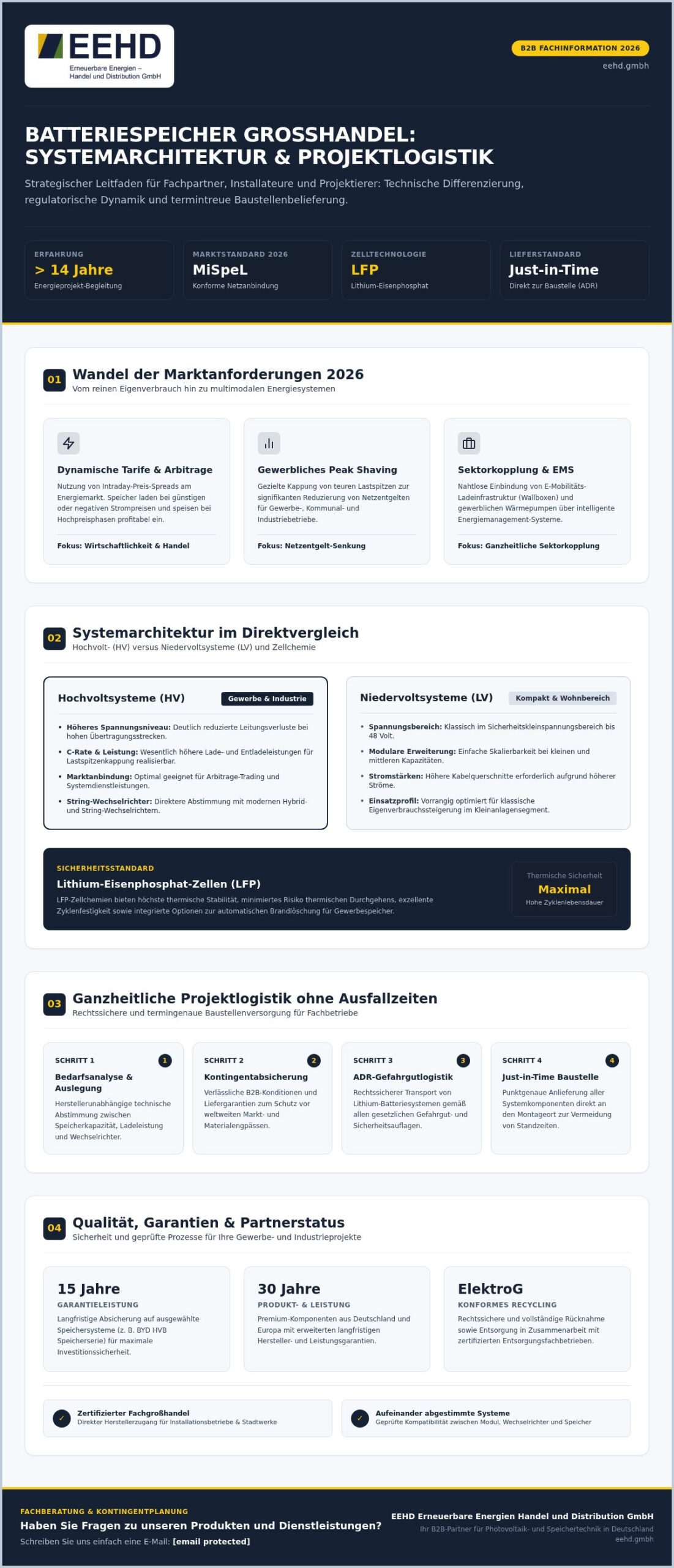 Batteriespeicher Großhandel: Zuverlässige Beschaffung und Projektlogistik für Fachpartner 2026
