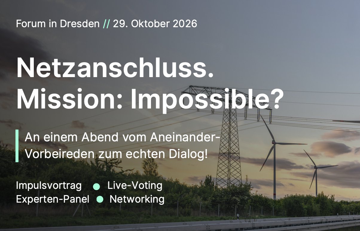Keyvisual: Netzanschluss. Mission: Impossible? – Forum in Dresden am 29. Oktober 2026